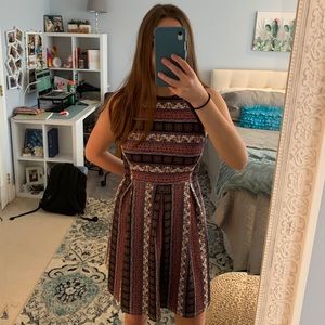 High neck patterned dress